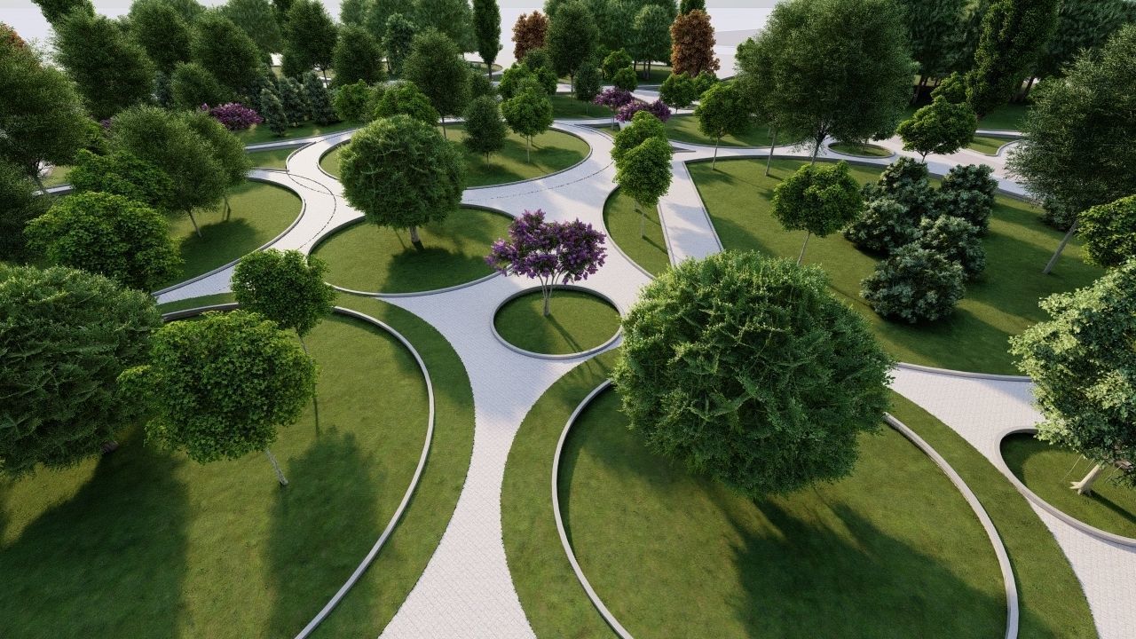 park-public park-Private Park Landscape 3D model_12