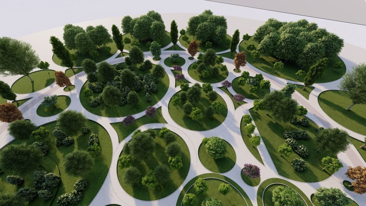 park-public park-Private Park Landscape 3D model_16