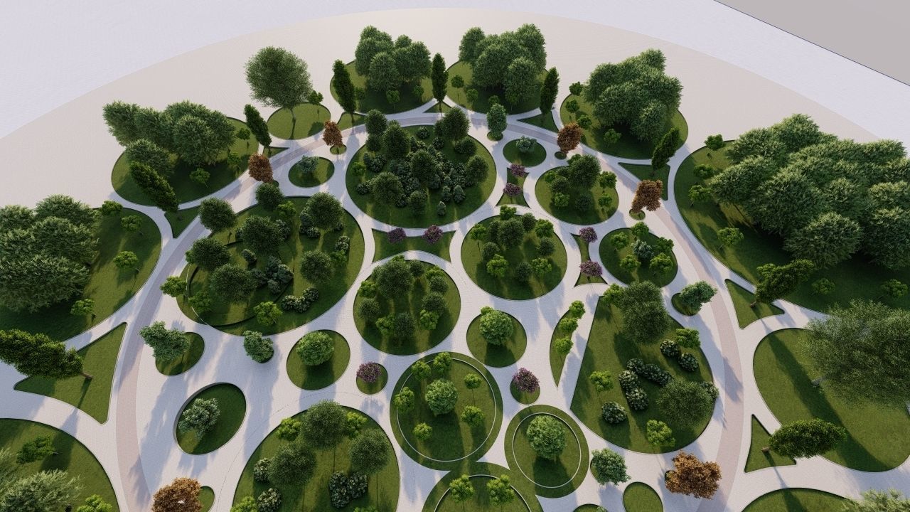 park-public park-Private Park Landscape 3D model_14