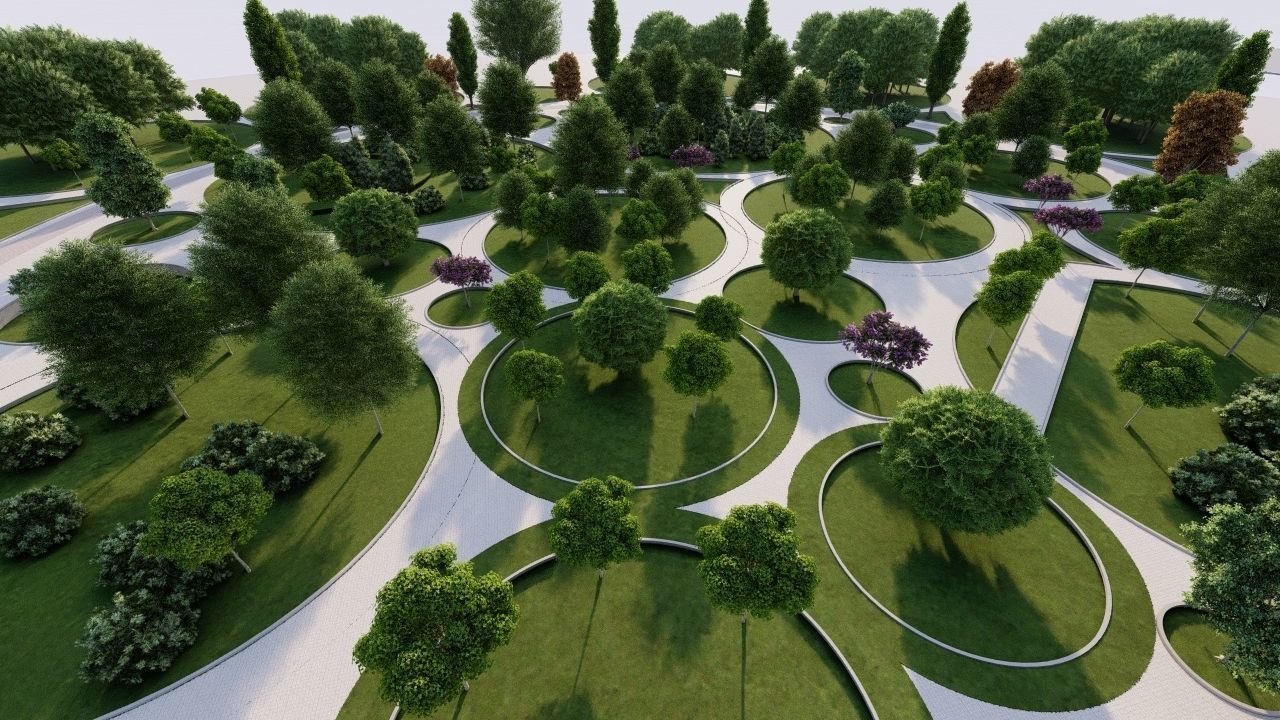 park-public park-Private Park Landscape 3D model_2