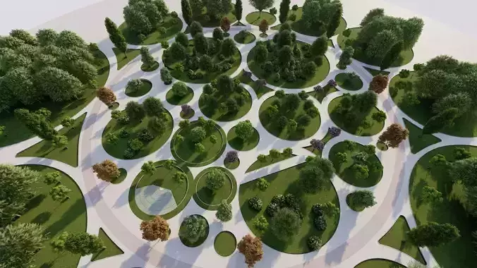 park-public park-Private Park Landscape 3D model