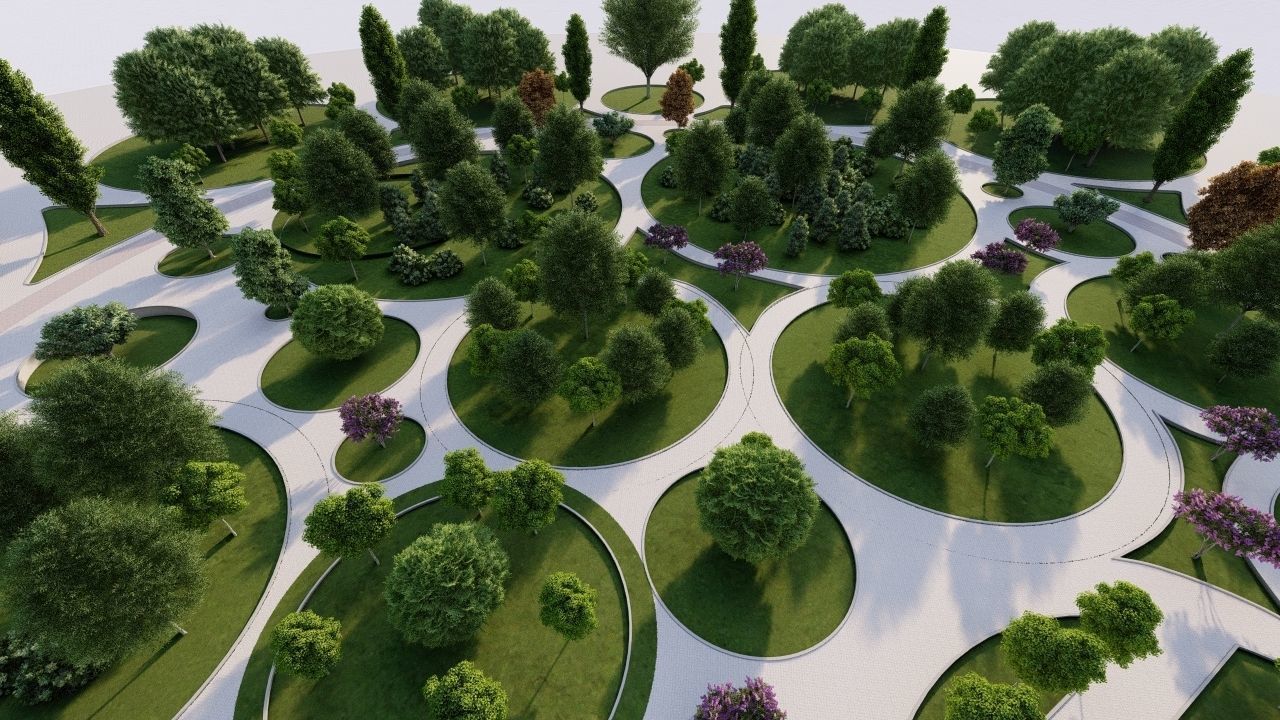 park-public park-Private Park Landscape 3D model_4