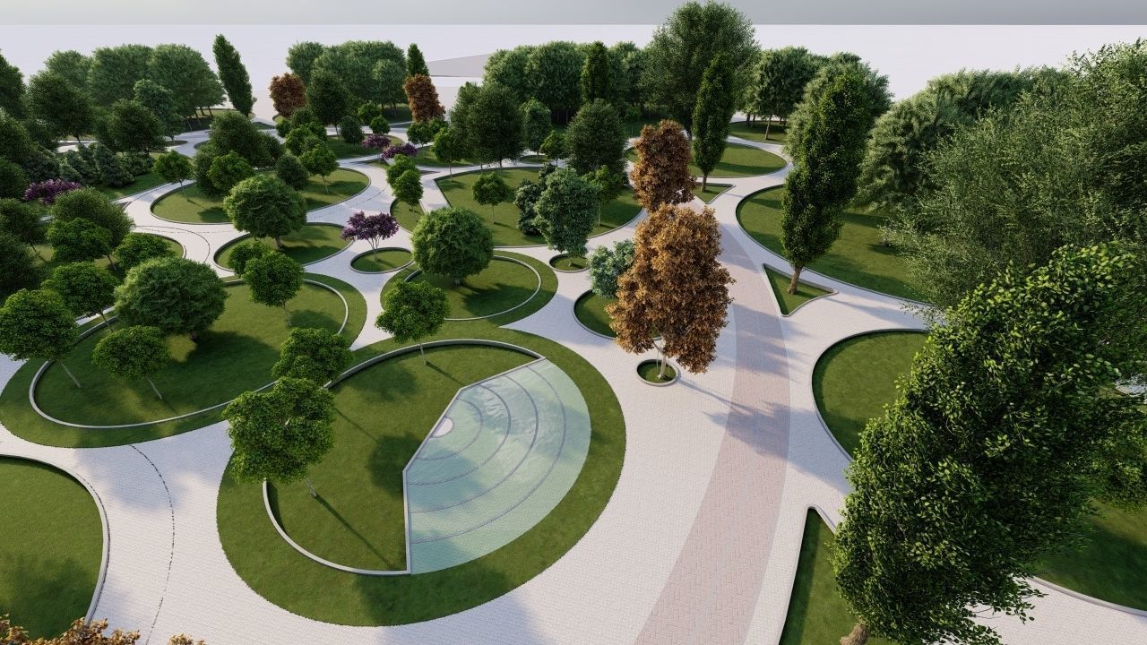 park-public park-Private Park Landscape 3D model_1