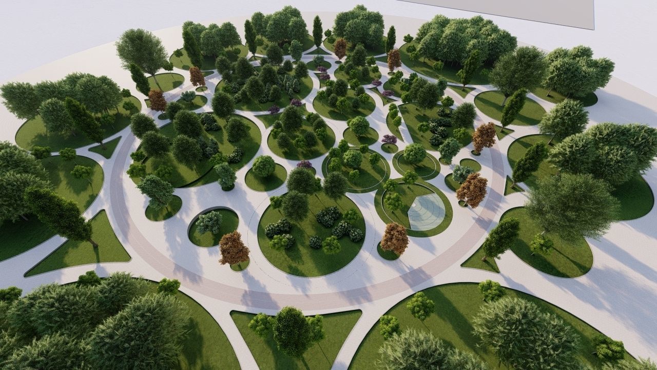 park-public park-Private Park Landscape 3D model_6