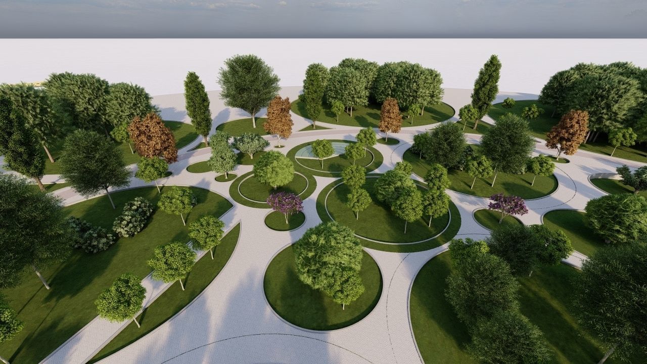 park-public park-Private Park Landscape 3D model_15