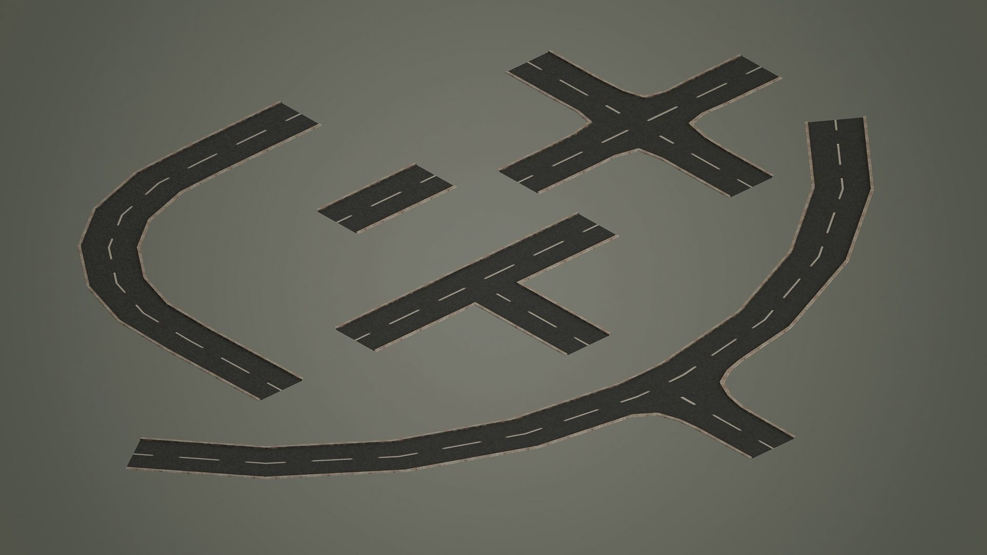 Road Pack - Extended Low-poly  3D model_1