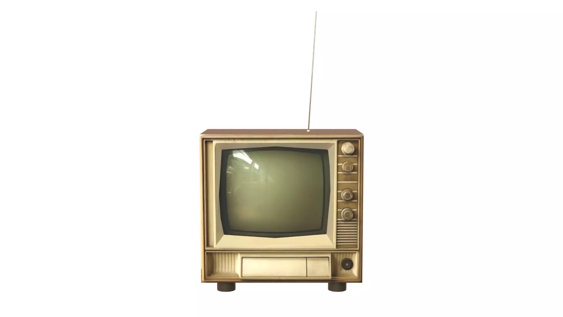 Antique TV Old Television Low-poly 3D model_0