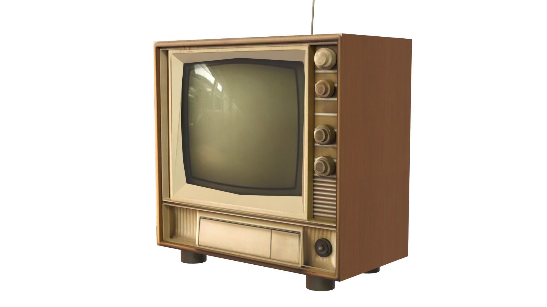 Antique TV Old Television Low-poly 3D model_2
