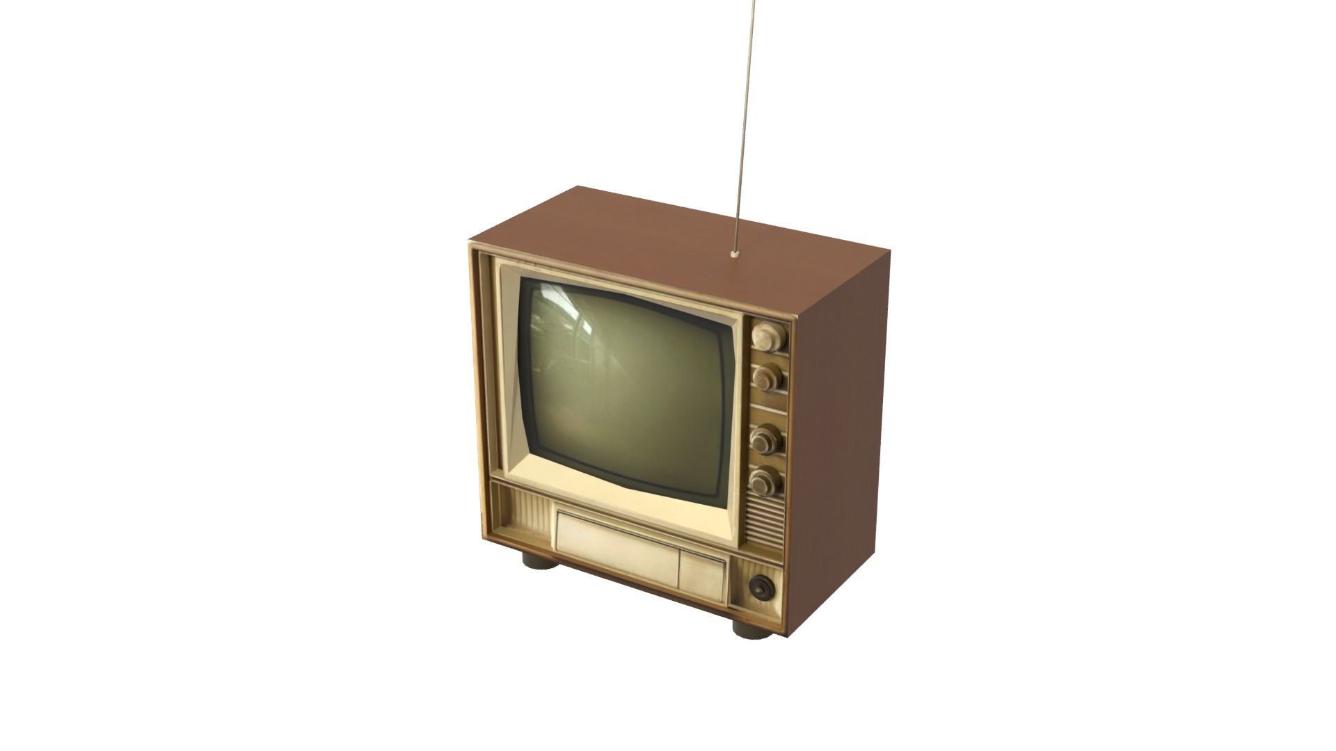 Antique TV Old Television Low-poly 3D model_4