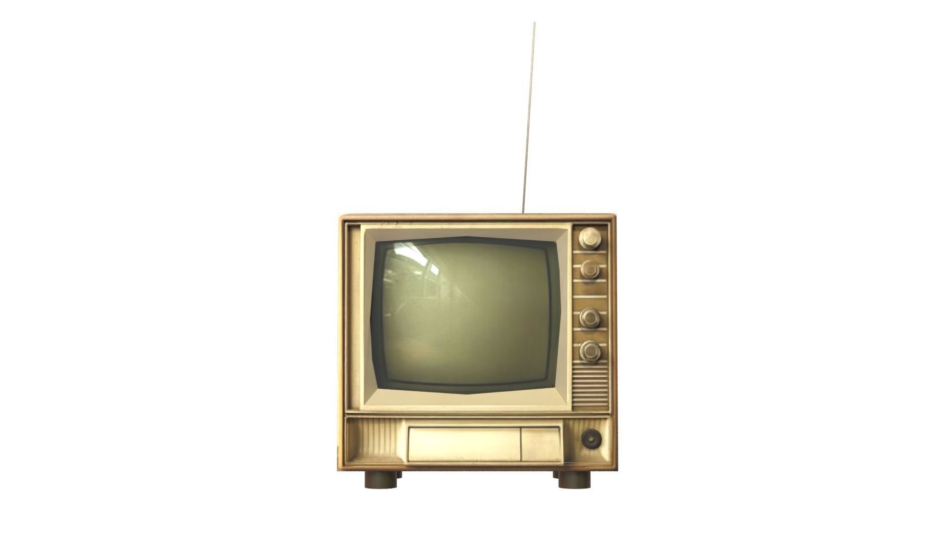 Antique TV Old Television Low-poly 3D model_3