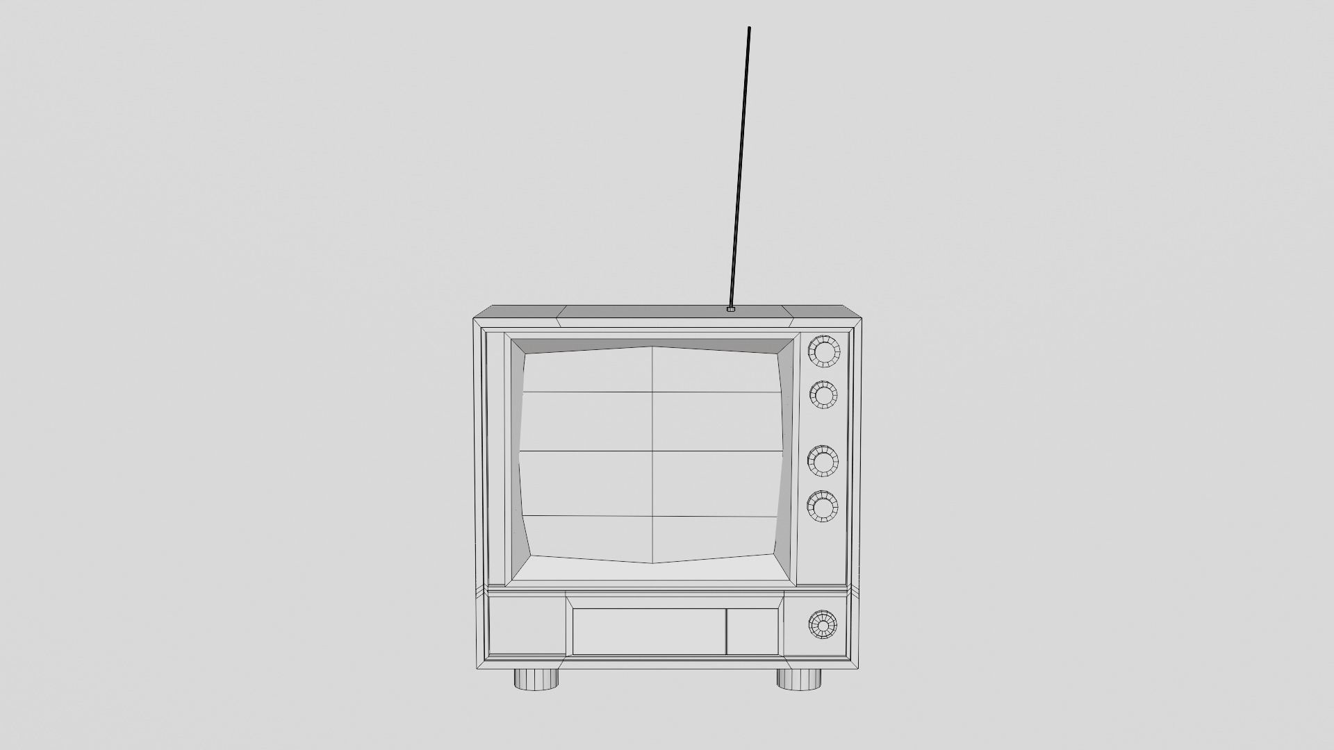 Antique TV Old Television Low-poly 3D model_6