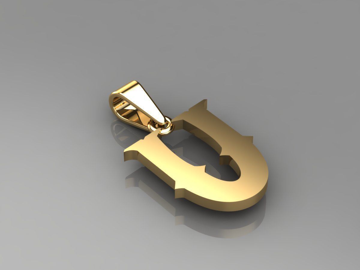 U alphabate pendant  3D print model_2