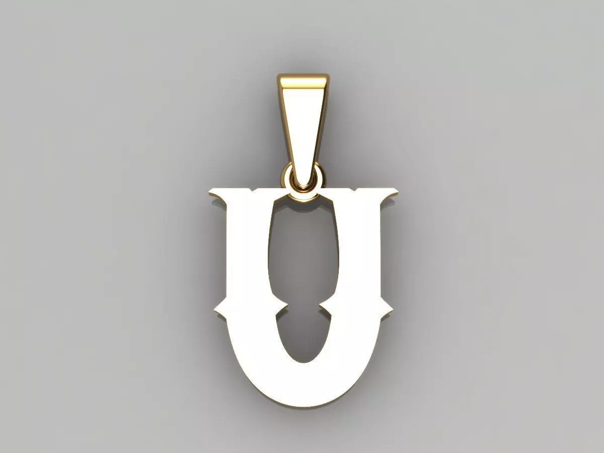 U alphabate pendant  3D print model_0