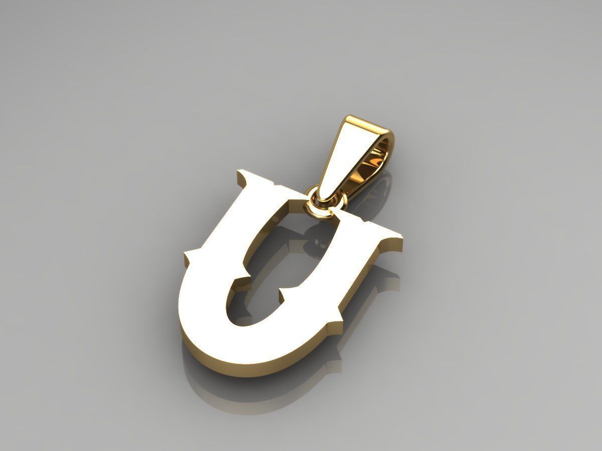 U alphabate pendant  3D print model_1