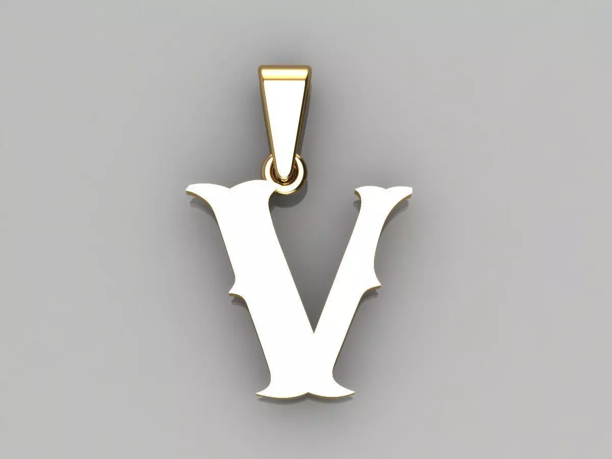 V alphabate pendant  3D print model_0