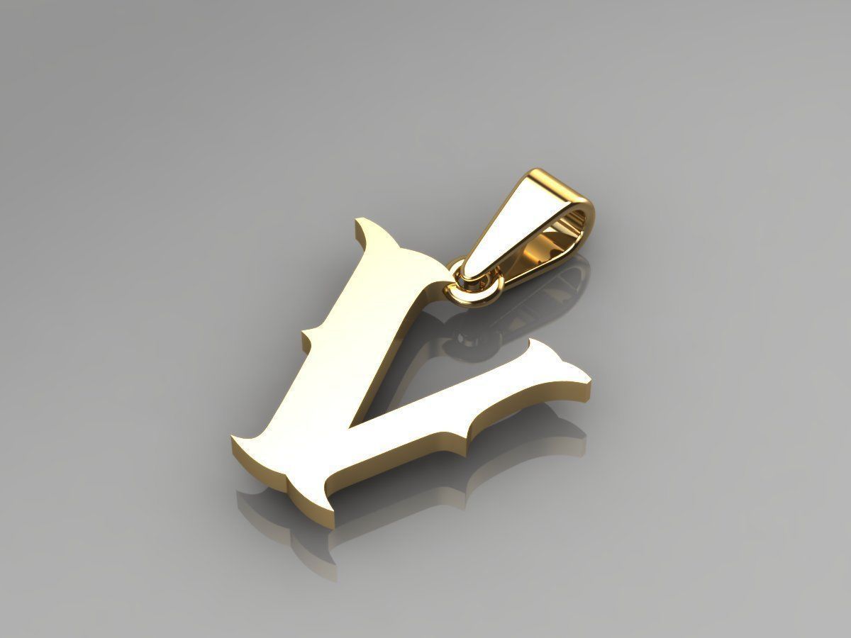 V alphabate pendant  3D print model_1