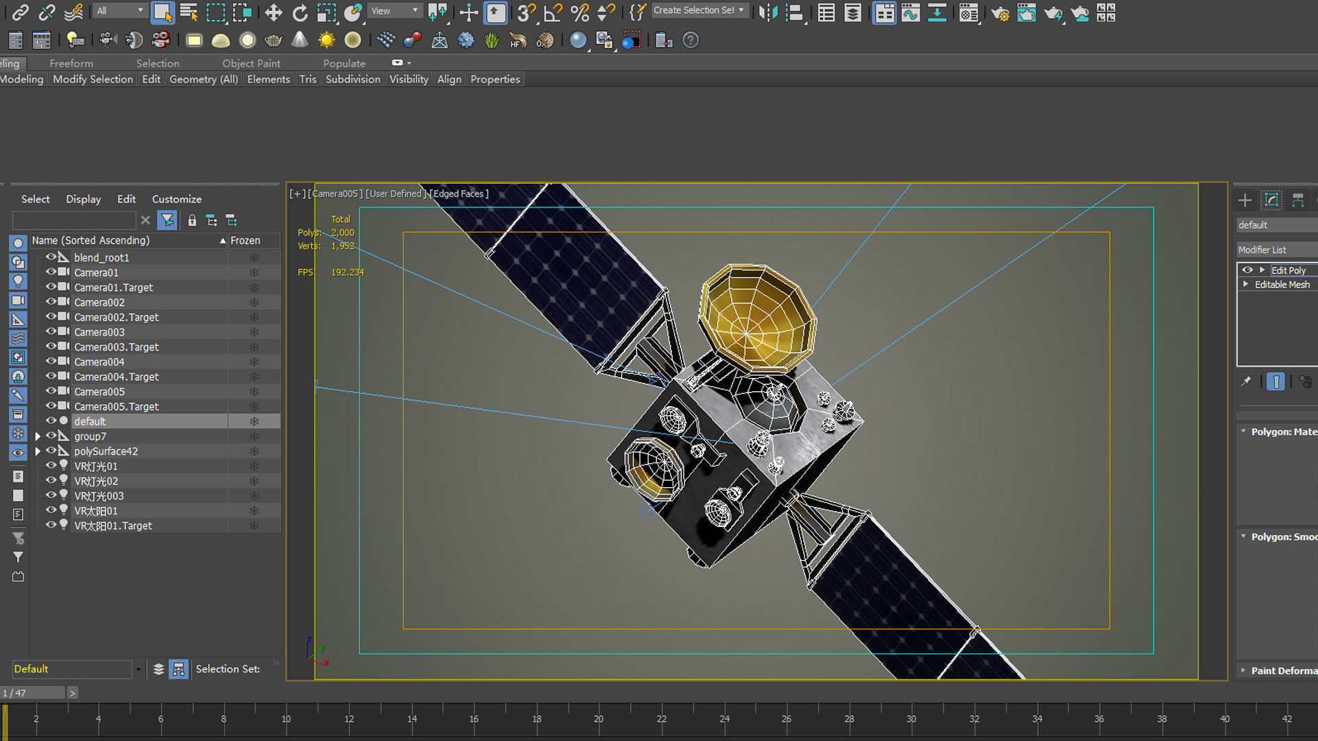 satellite space parts vr low poly spaceship kit satalite 3D model_5
