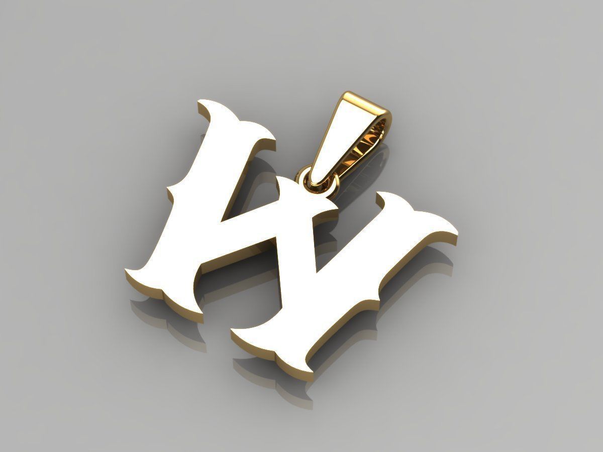 W alphabate pendant  3D print model_1