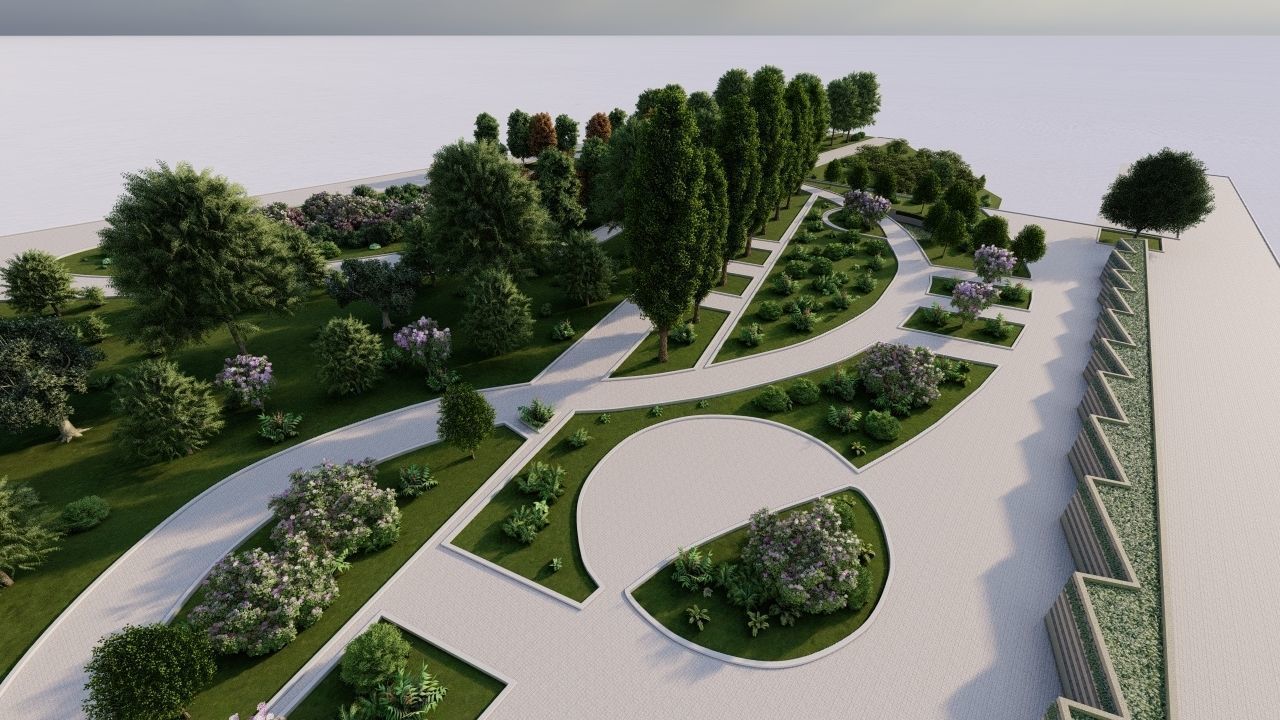 park-public park-Private Park Landscape 3D model_6