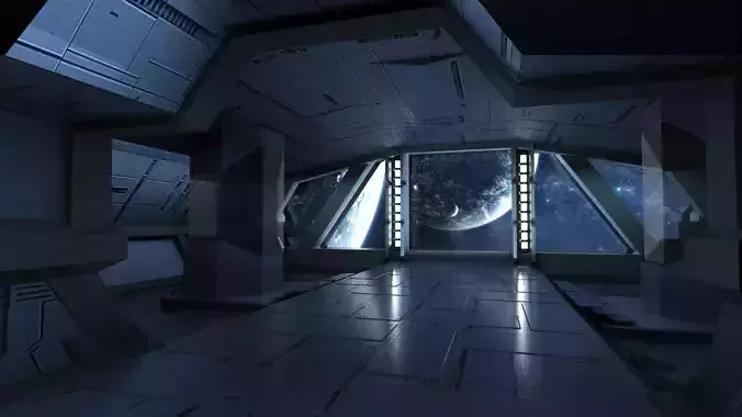 scifi sci fi blender interior corridor hallway futuristic pbr 