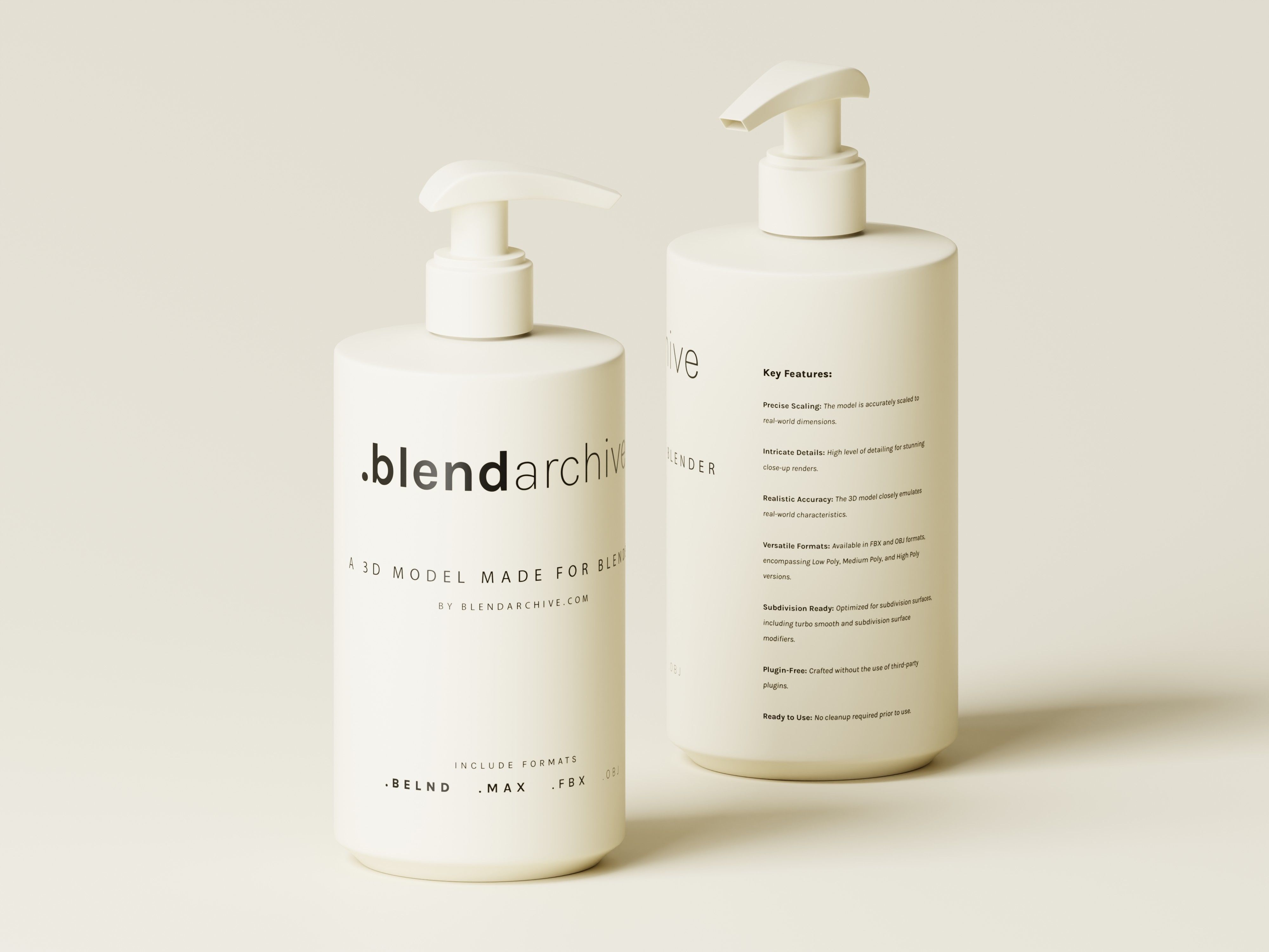 Cosmetic Pump Bottle 3D Model Low-poly 3D model_5