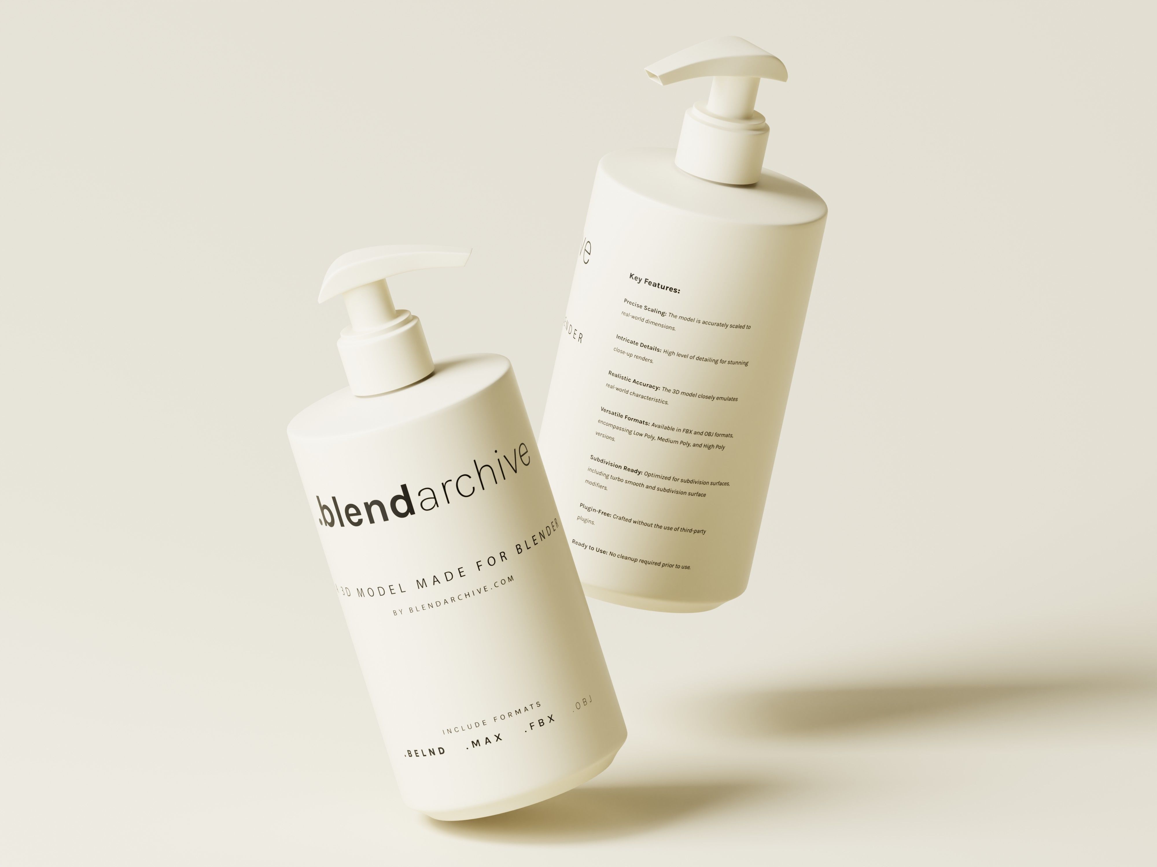 Cosmetic Pump Bottle 3D Model Low-poly 3D model_9