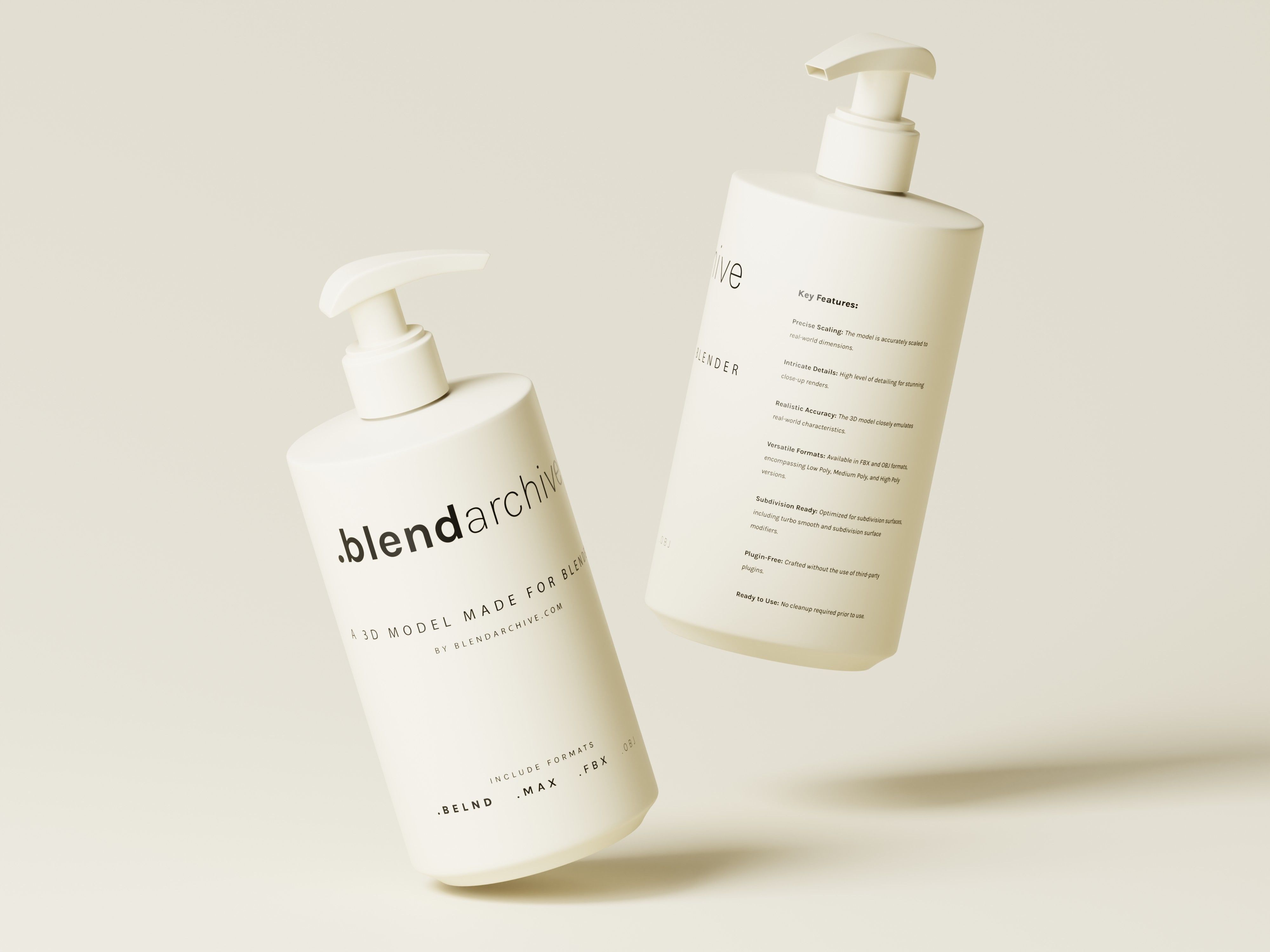 Cosmetic Pump Bottle 3D Model Low-poly 3D model_7