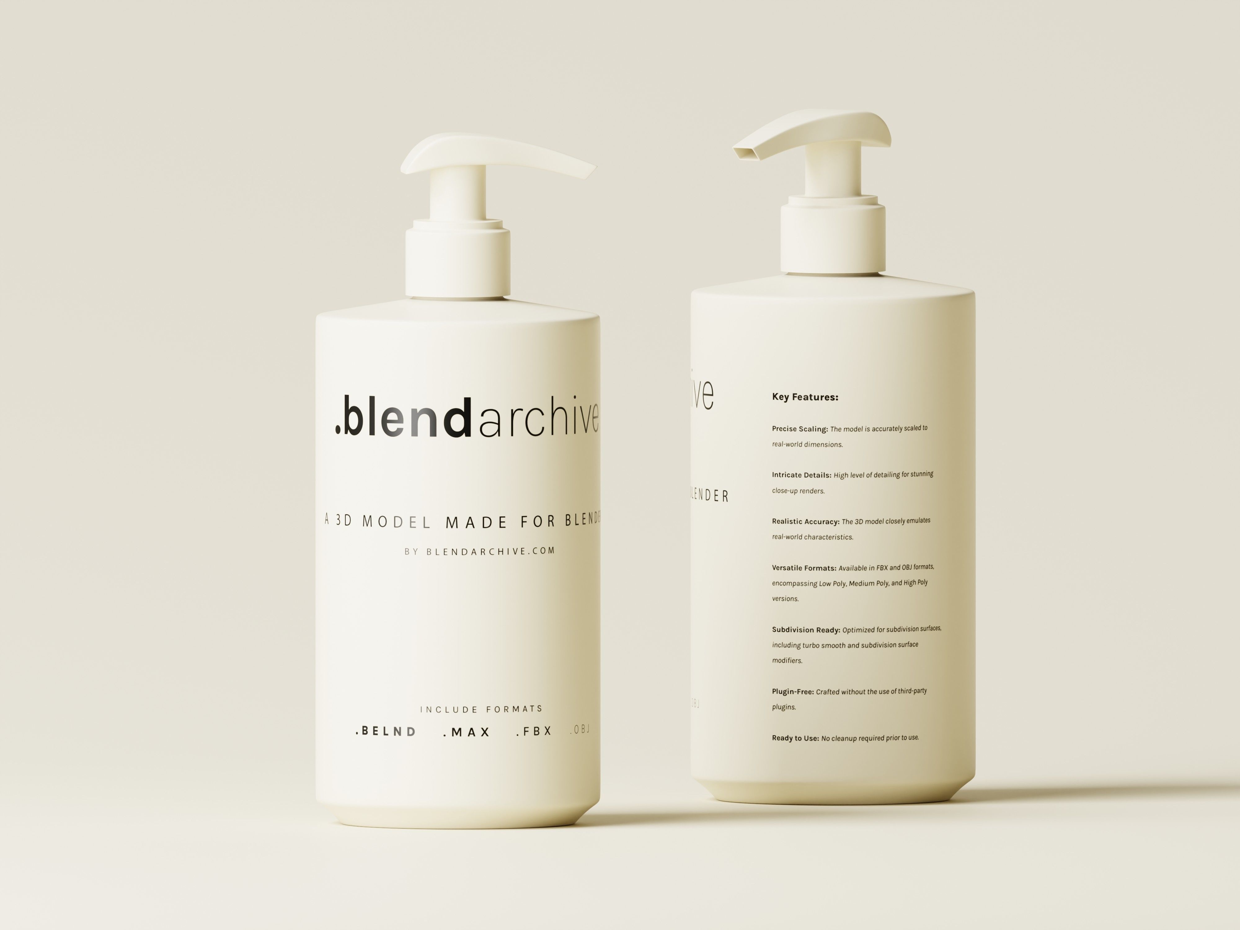 Cosmetic Pump Bottle 3D Model Low-poly 3D model_6