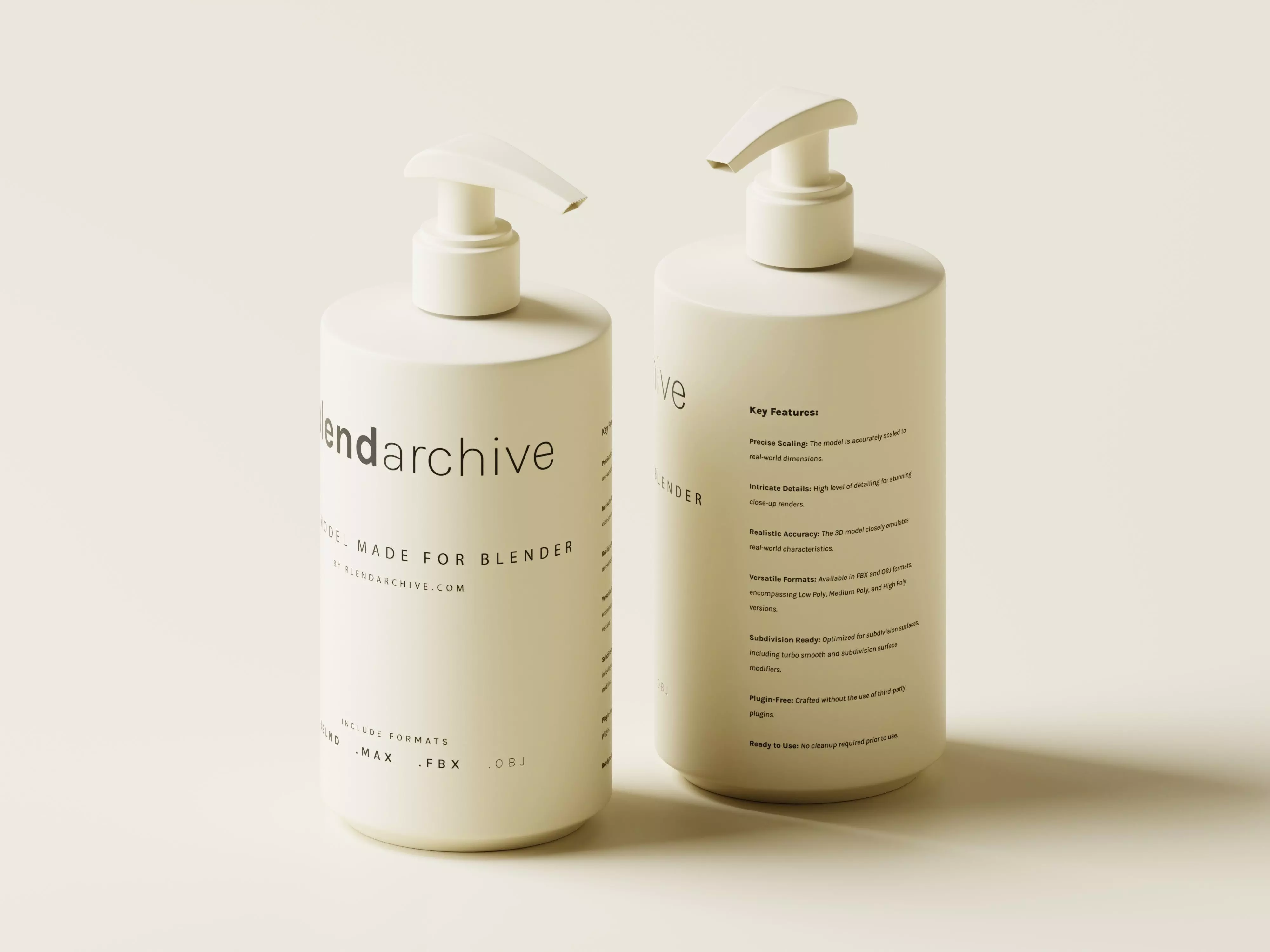 Cosmetic Pump Bottle 3D Model Low-poly 3D model_0