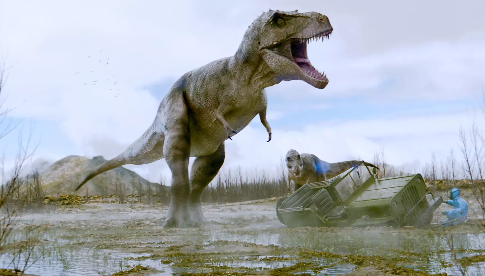 T Rex Chase Scene Low-poly 3D model