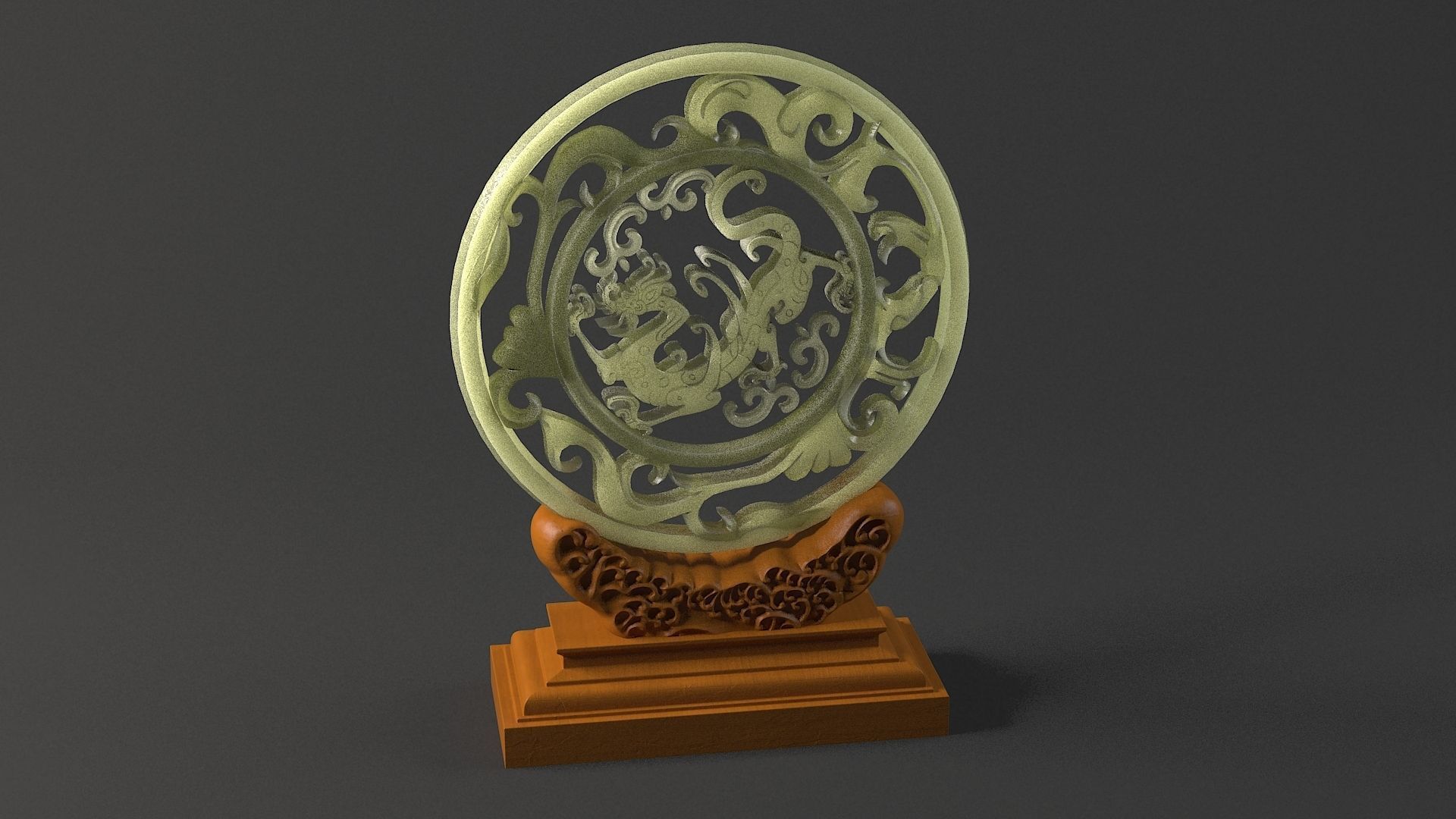 carved model jade seal panlong dragons sculpture  3D model_4