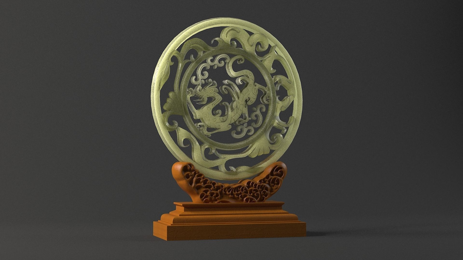 carved model jade seal panlong dragons sculpture  3D model_1