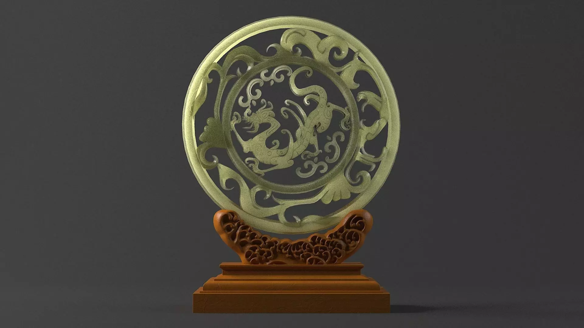 carved model jade seal panlong dragons sculpture  3D model_0