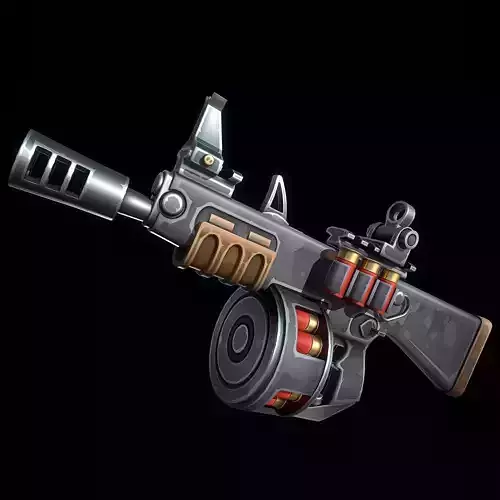 Stylized AA12 Shotgun Low-poly 3D model