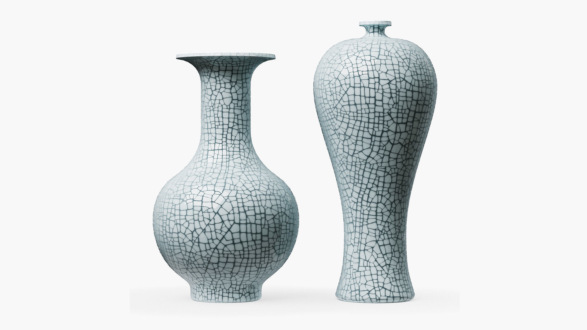 Set of vases with crackle effect 3D model_3