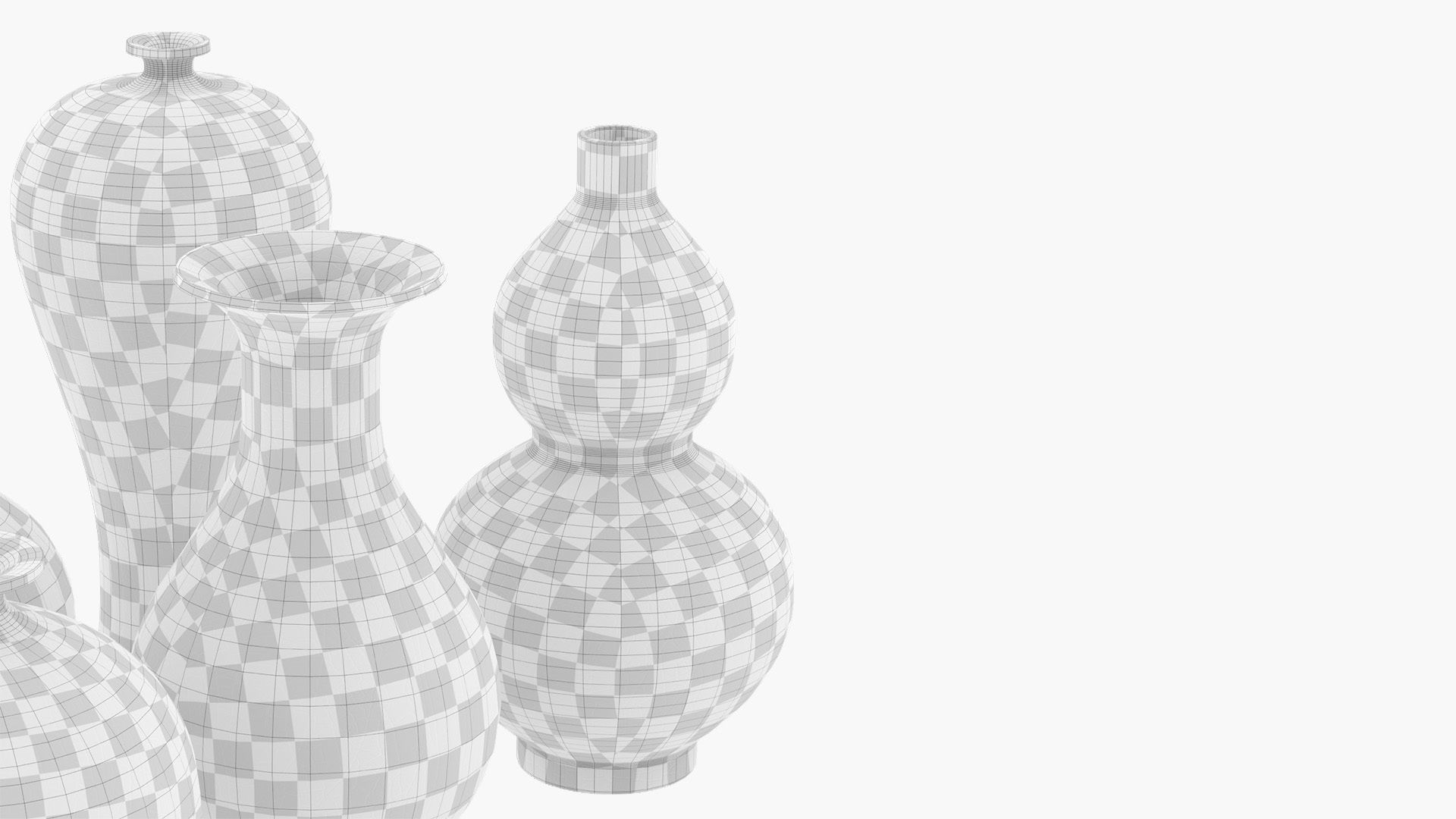 Set of vases with crackle effect 3D model_7