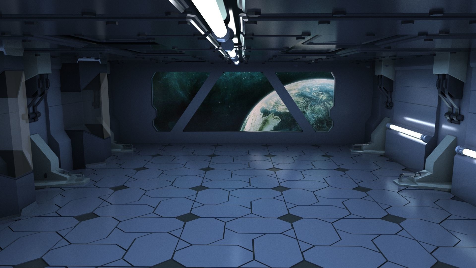 scifi sci fi blender interior corridor hallway futuristic 3D model_5