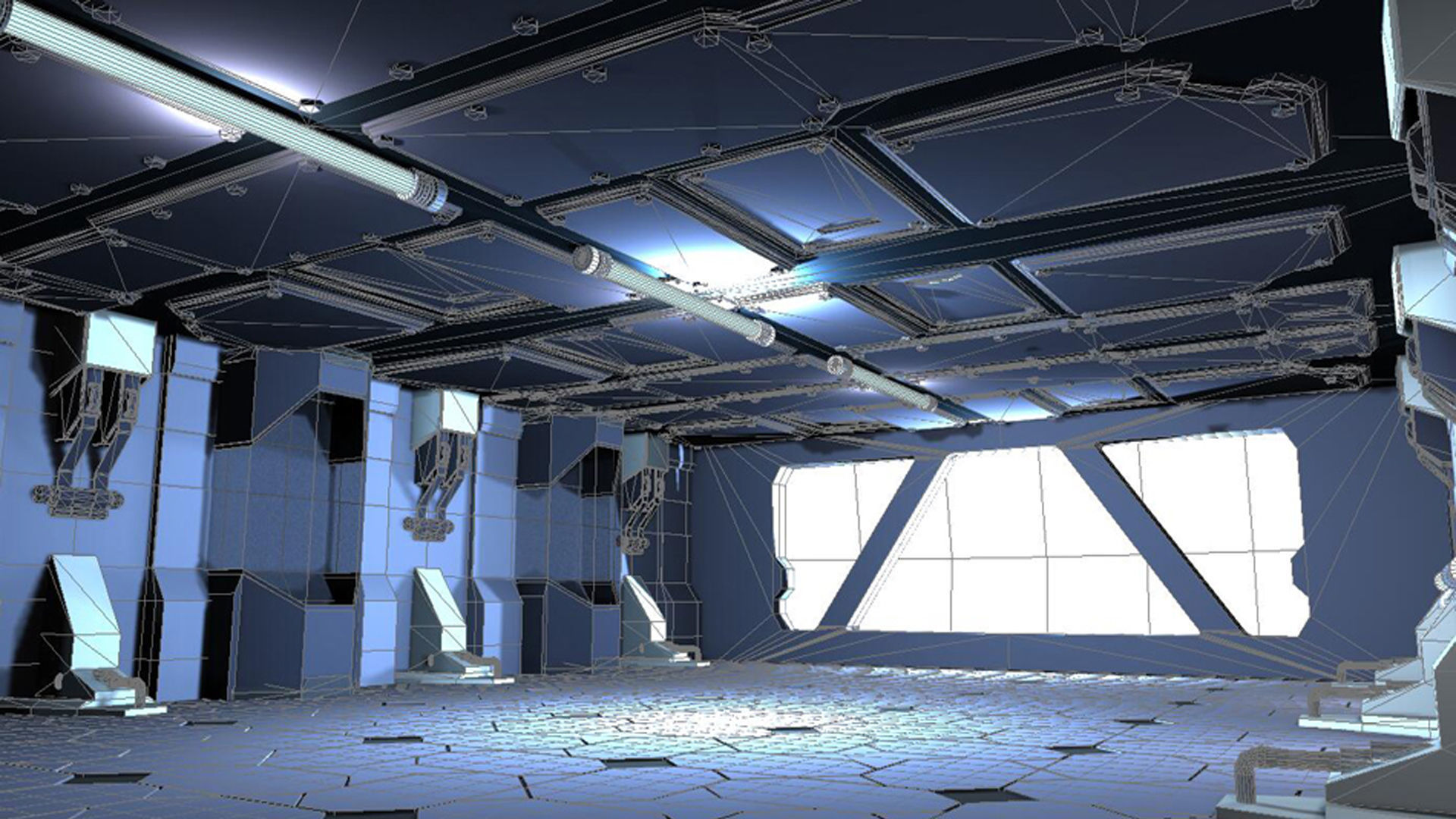 scifi sci fi blender interior corridor hallway futuristic 3D model_6