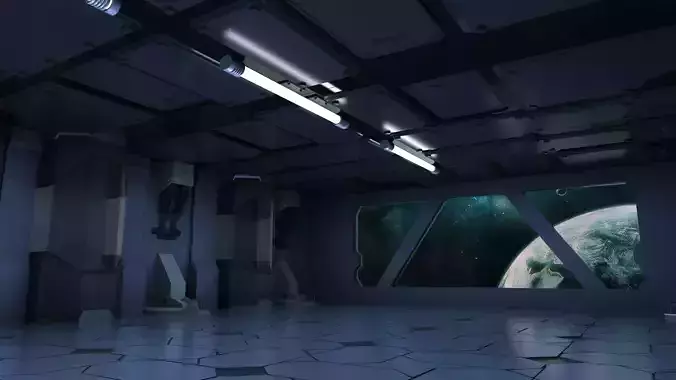 scifi sci fi blender interior corridor hallway futuristic