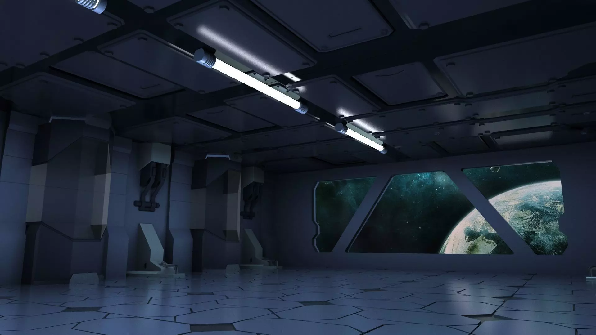scifi sci fi blender interior corridor hallway futuristic 3D model_0