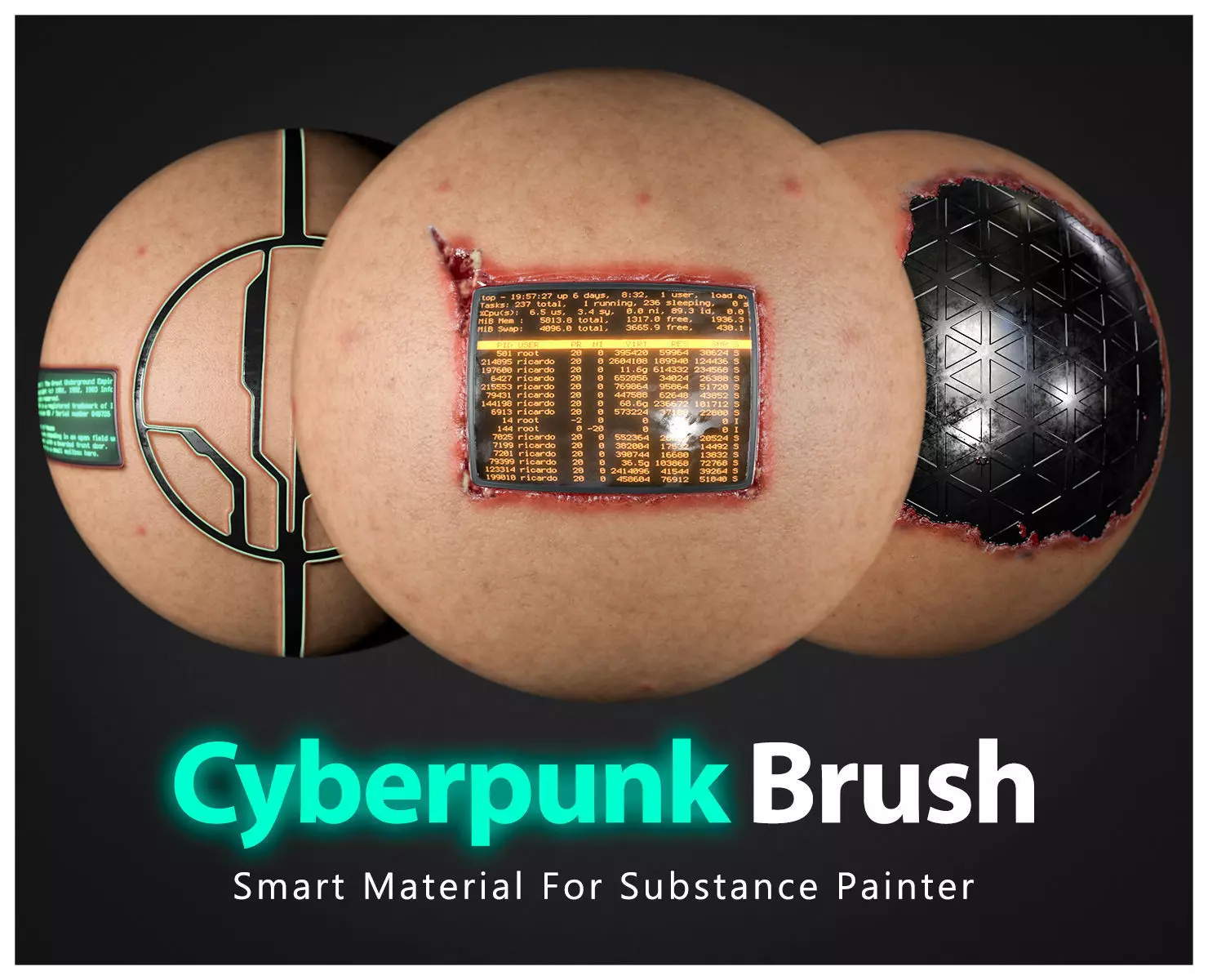Cyberpunk Skin Brush Smart Material For Substance Painter 3D model_0