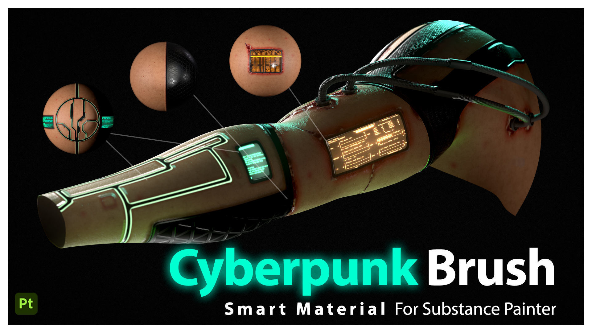Cyberpunk Skin Brush Smart Material For Substance Painter 3D model_7