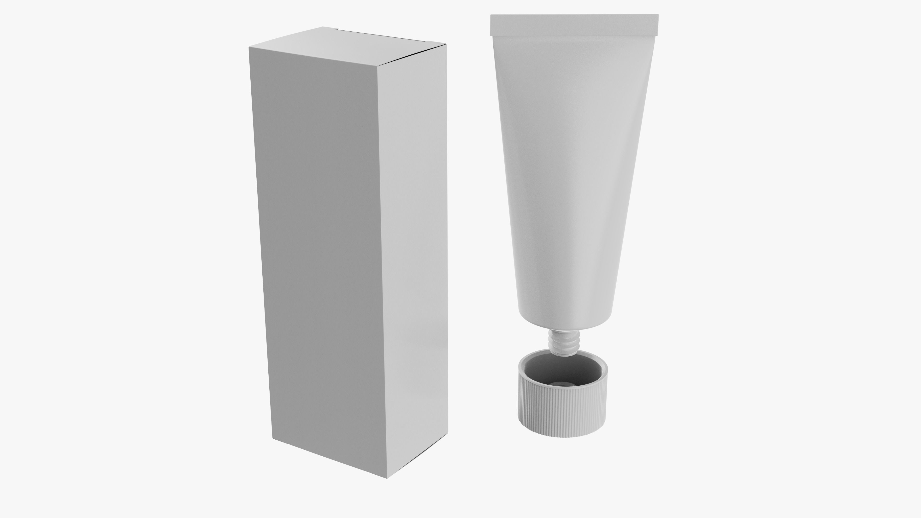 Tube Cream and Cardboard Box 3D model_5