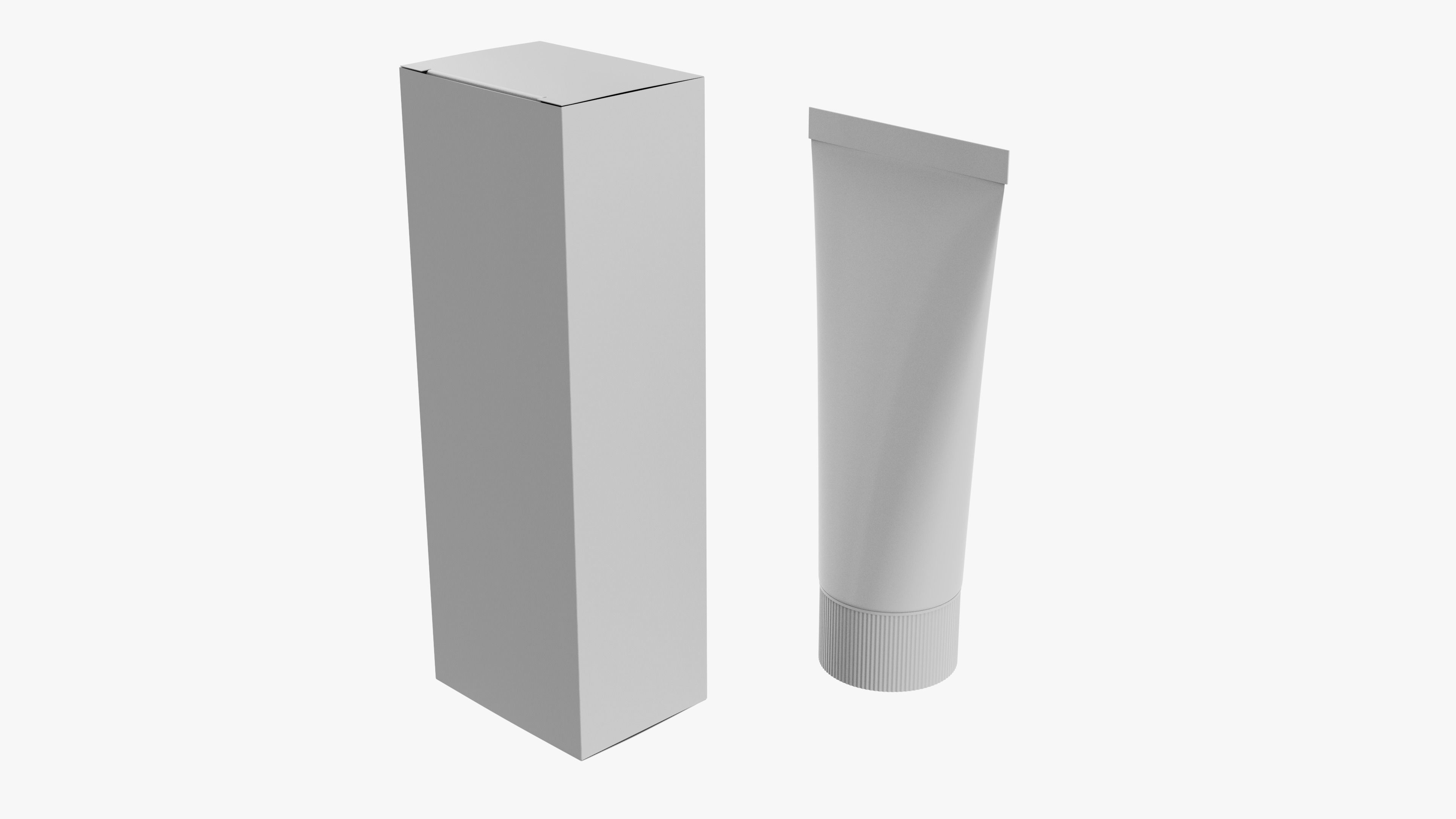 Tube Cream and Cardboard Box 3D model_2