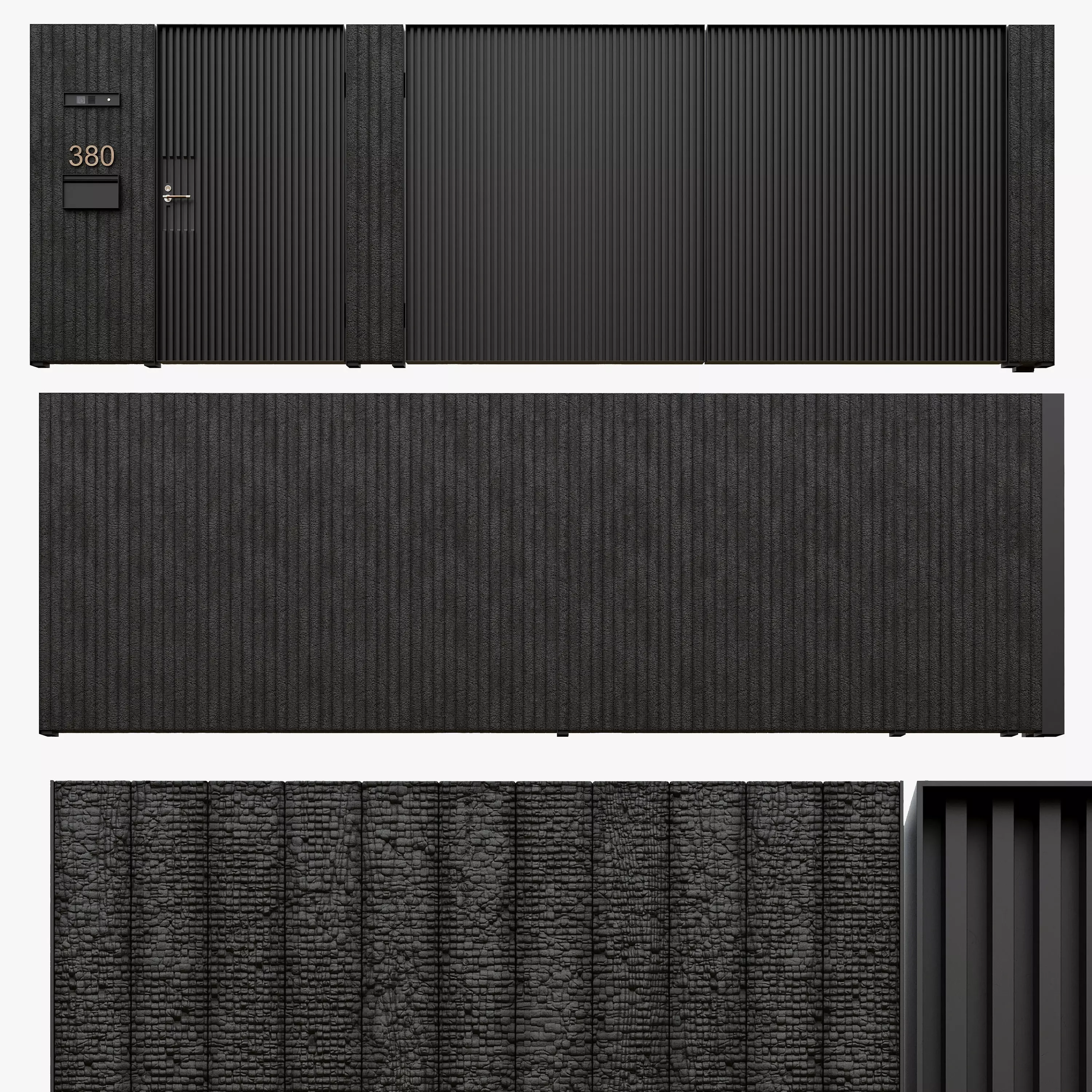 Entrance group with gate 3D model_0