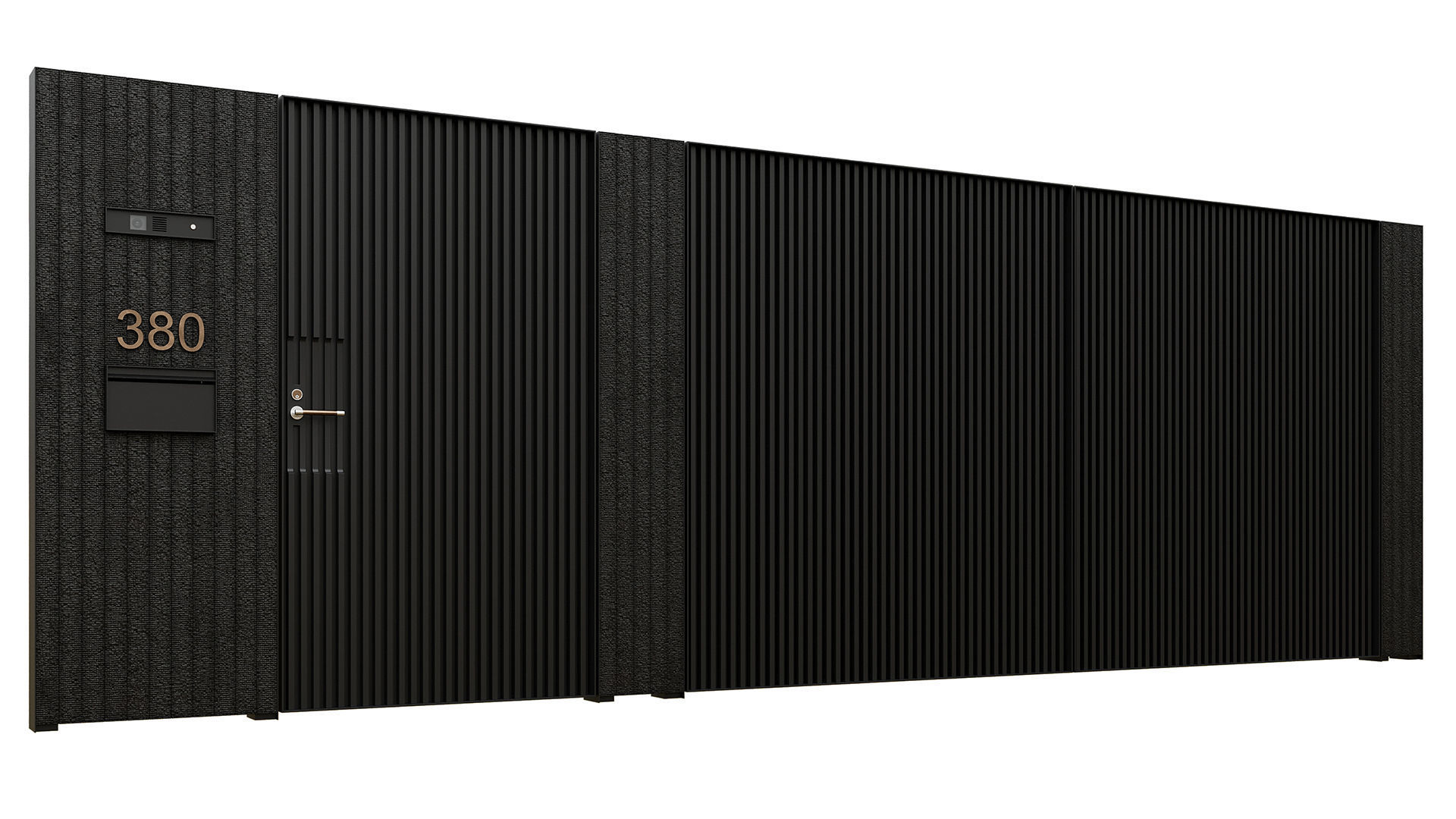 Entrance group with gate 3D model_2