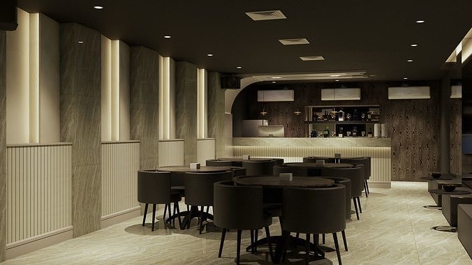 Private Lounge and Bar Realistic Render Interior 3D model