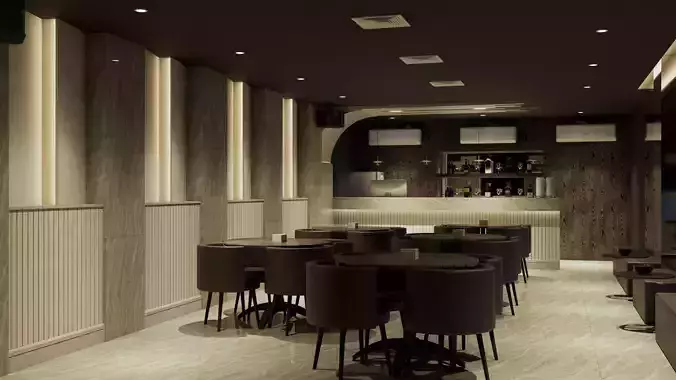 Private Lounge and Bar Realistic Render Interior