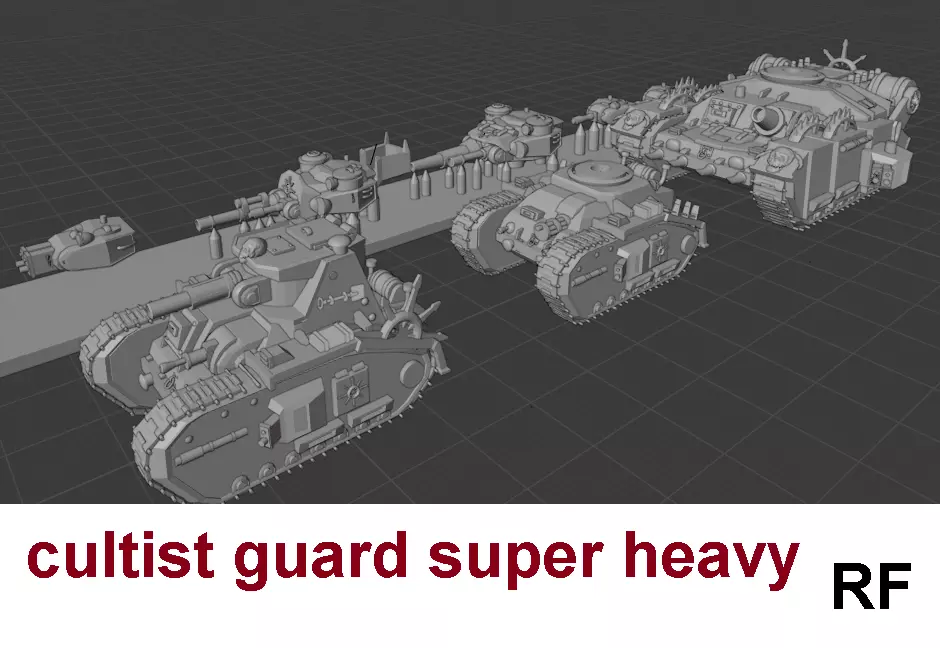 epic cultist guard super heavy tank set 6mm-8mm scale model 3D print model