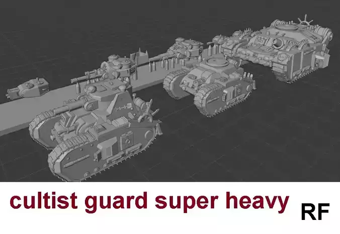 epic cultist guard super heavy tank set 6mm-8mm scale model 3D print model
